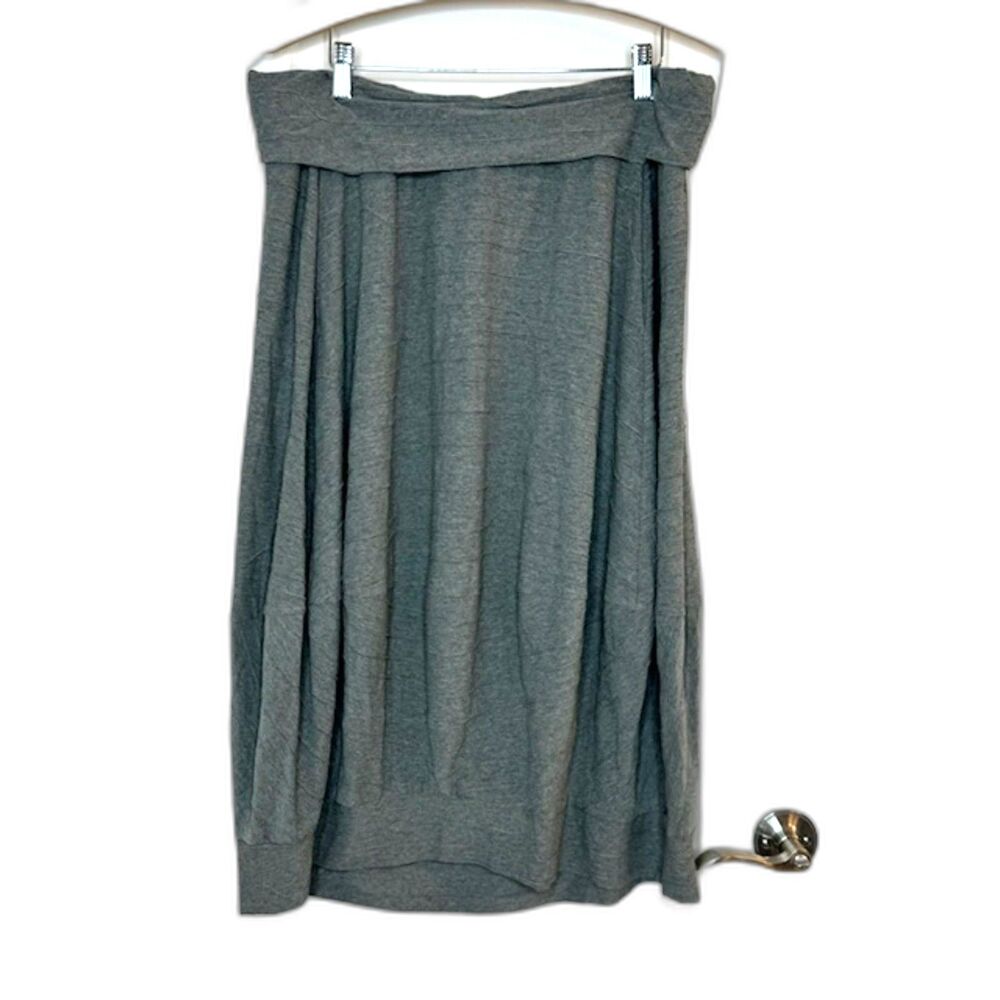 OSKA GRAY TEXTURED KNIT BARREL BUBBLE MIDI SKIRT SIZE 4 12/14 XL NWOT